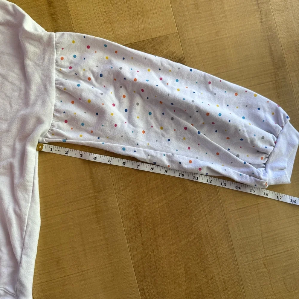 Disney Parks Minnie Mouse Polka Dot Puff Sleeve‎ Sweatshirt White Girls XL 14A